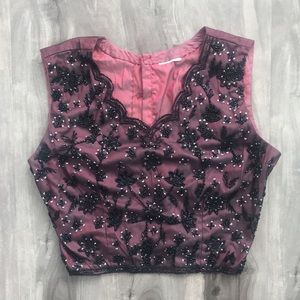 Burgundy and black lehenga (skirt and top)